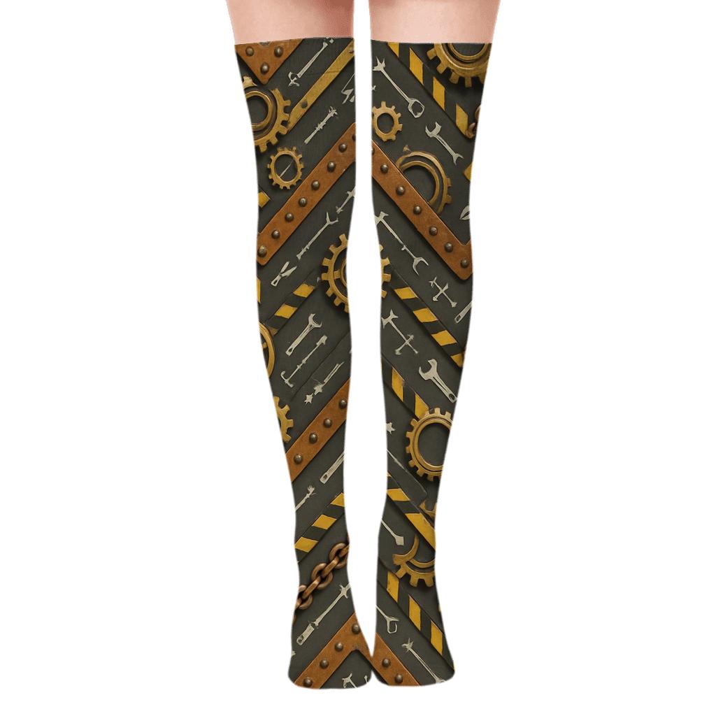 Mechanical engineer Gear Chevron Collage Over-the-Knee Socks