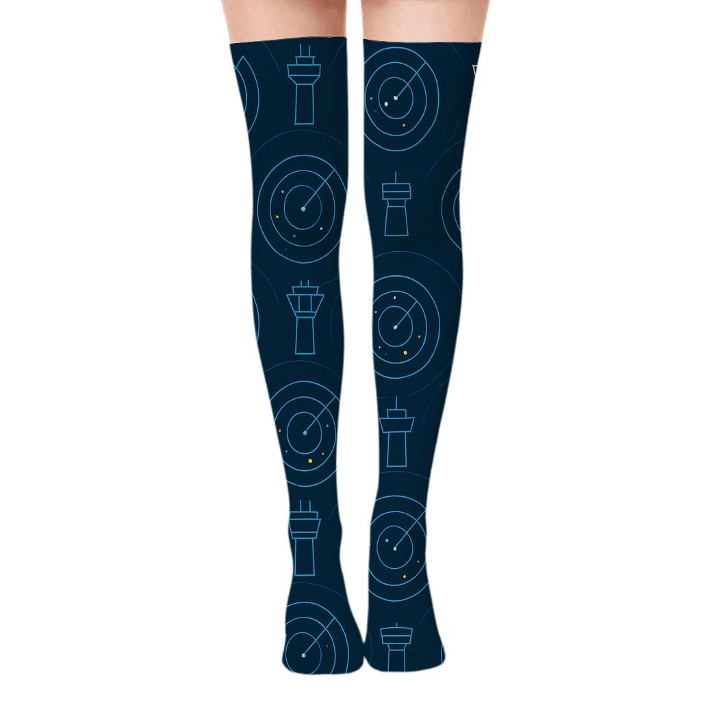 Radar Weave Air traffic controller Pattern Over-the-Knee Socks