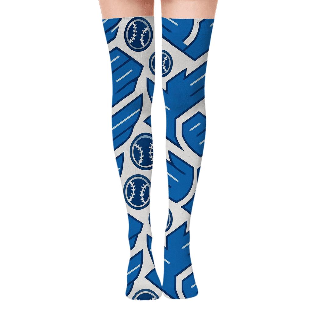 Blue Jays Feather Seam Tessellation Over-the-Knee Socks