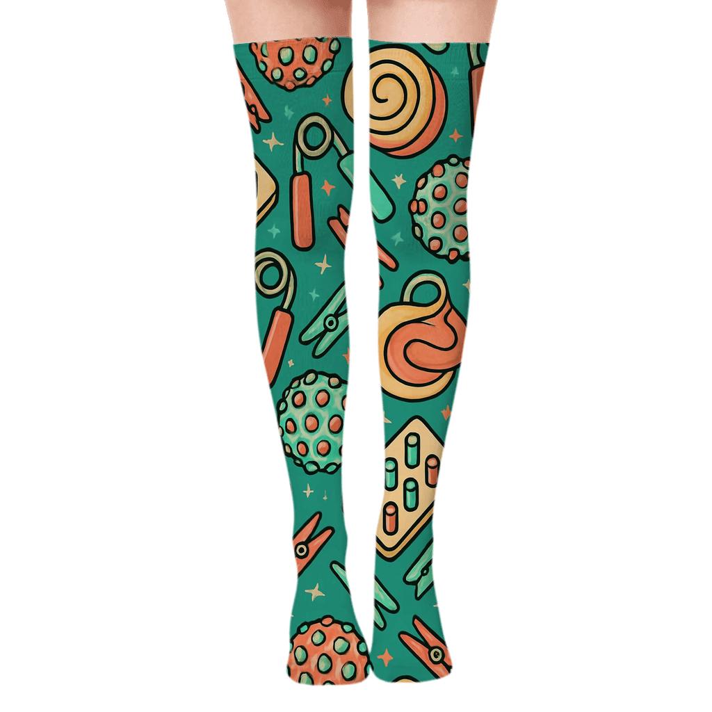 Occupational Therapist Sensory Tool Tile Party Over-the-Knee Socks