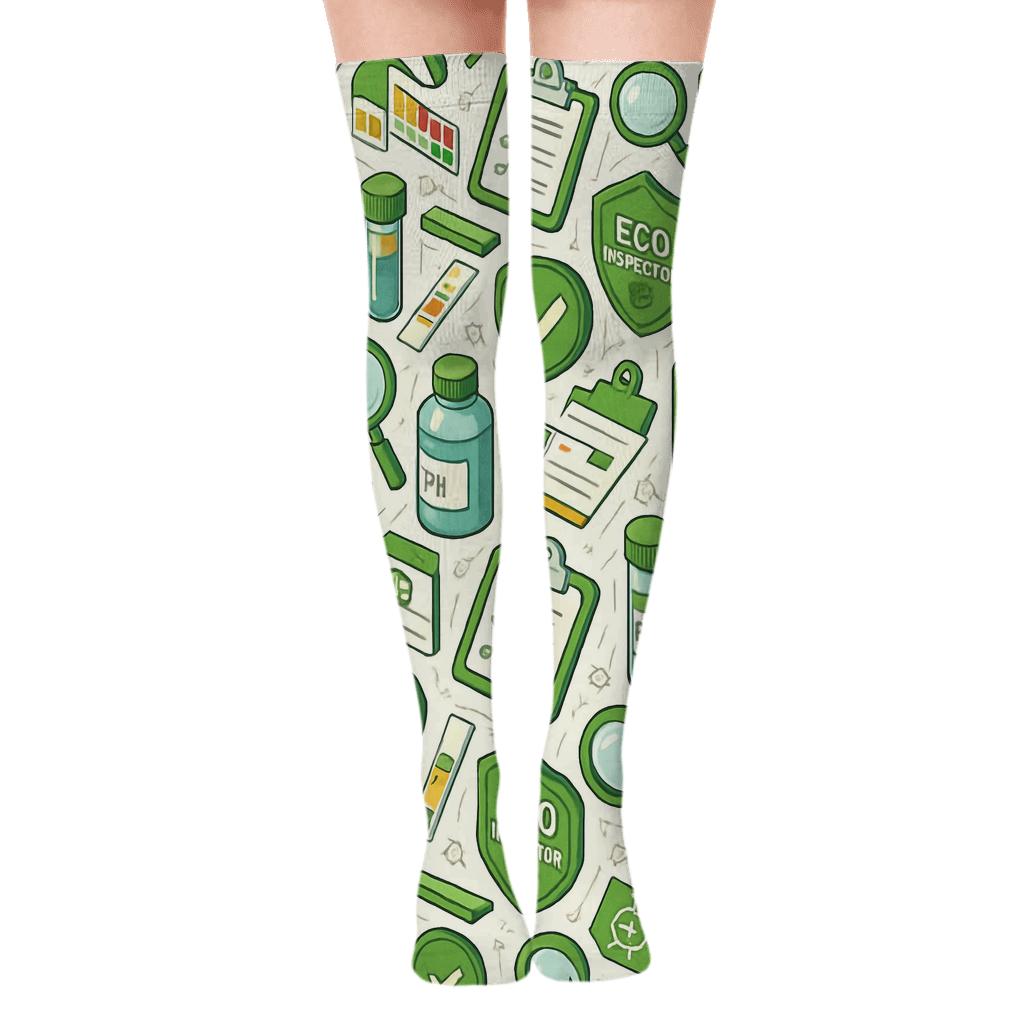 Environmental Inspector Water Quality Infographic Tessellation Over-the-Knee Socks
