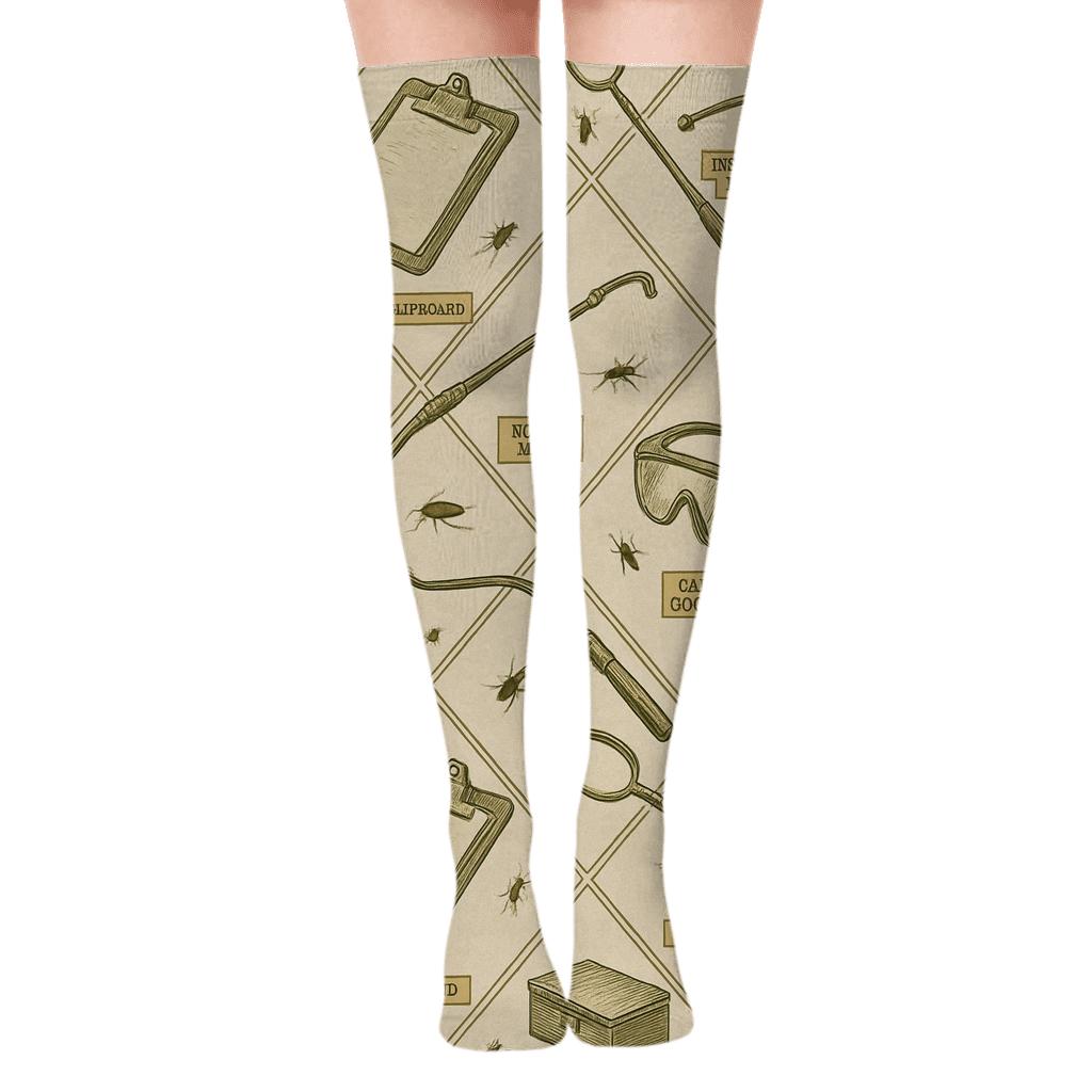 Tool Lattice for Pest control technician in Vintage Study Over-the-Knee Socks