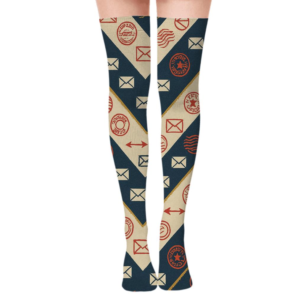 Air Mail Chevrons for Postal worker Over-the-Knee Socks