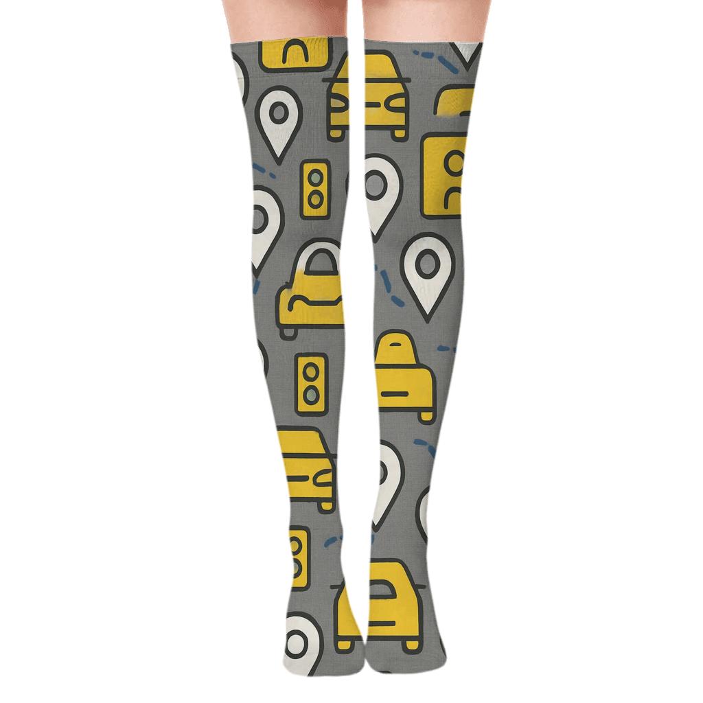 City Rhythm Rideshare driver Tilework Over-the-Knee Socks