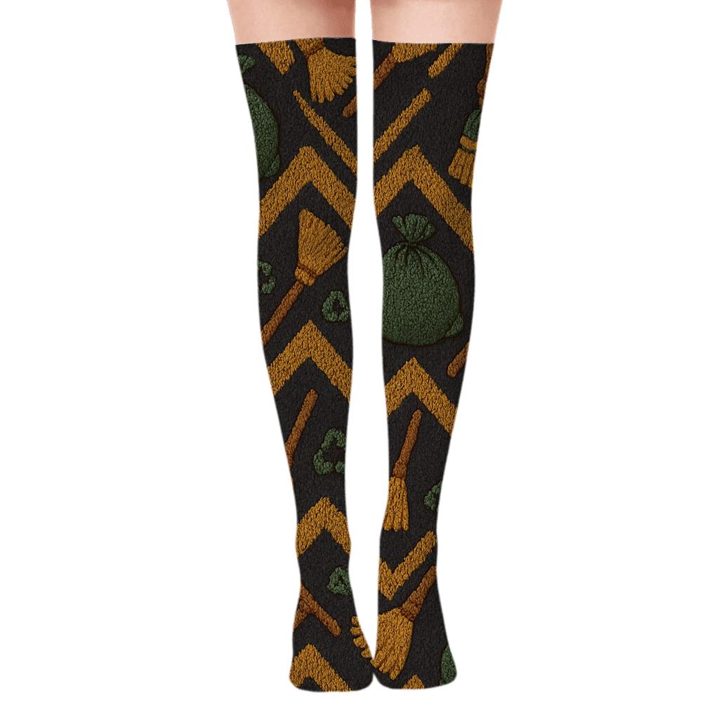 Knitted Chevron Trash Bags for a Garbage collector Over-the-Knee Socks