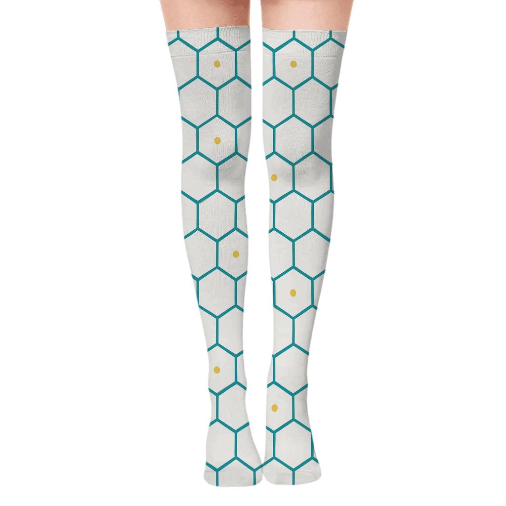 Micro Hex Step Scatter Over-the-Knee Socks