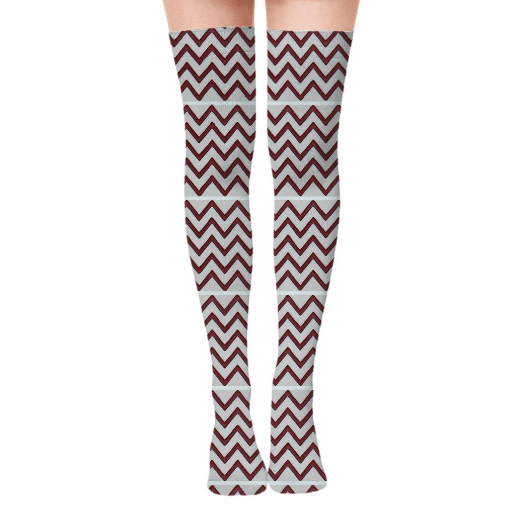 Chevron Micro March Over-the-Knee Socks