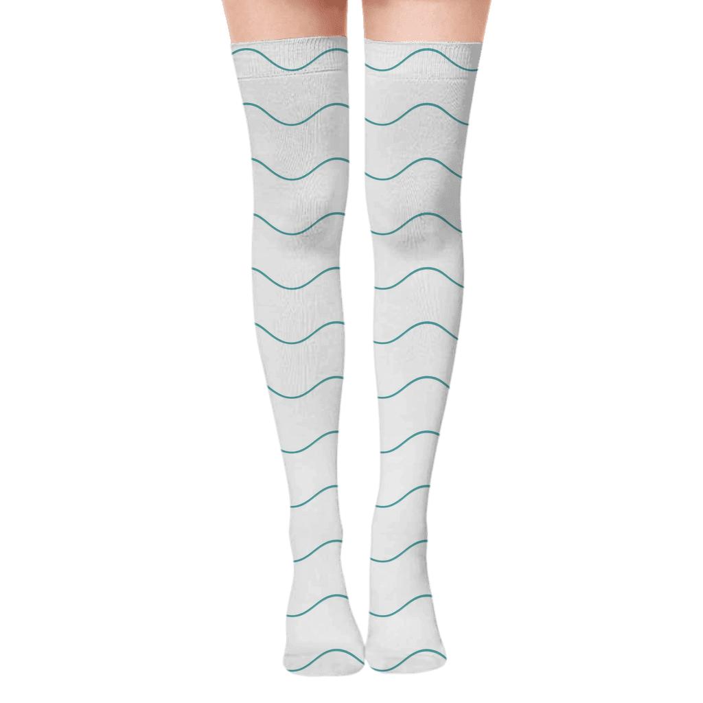 Wavelet Repeat Bands Over-the-Knee Socks