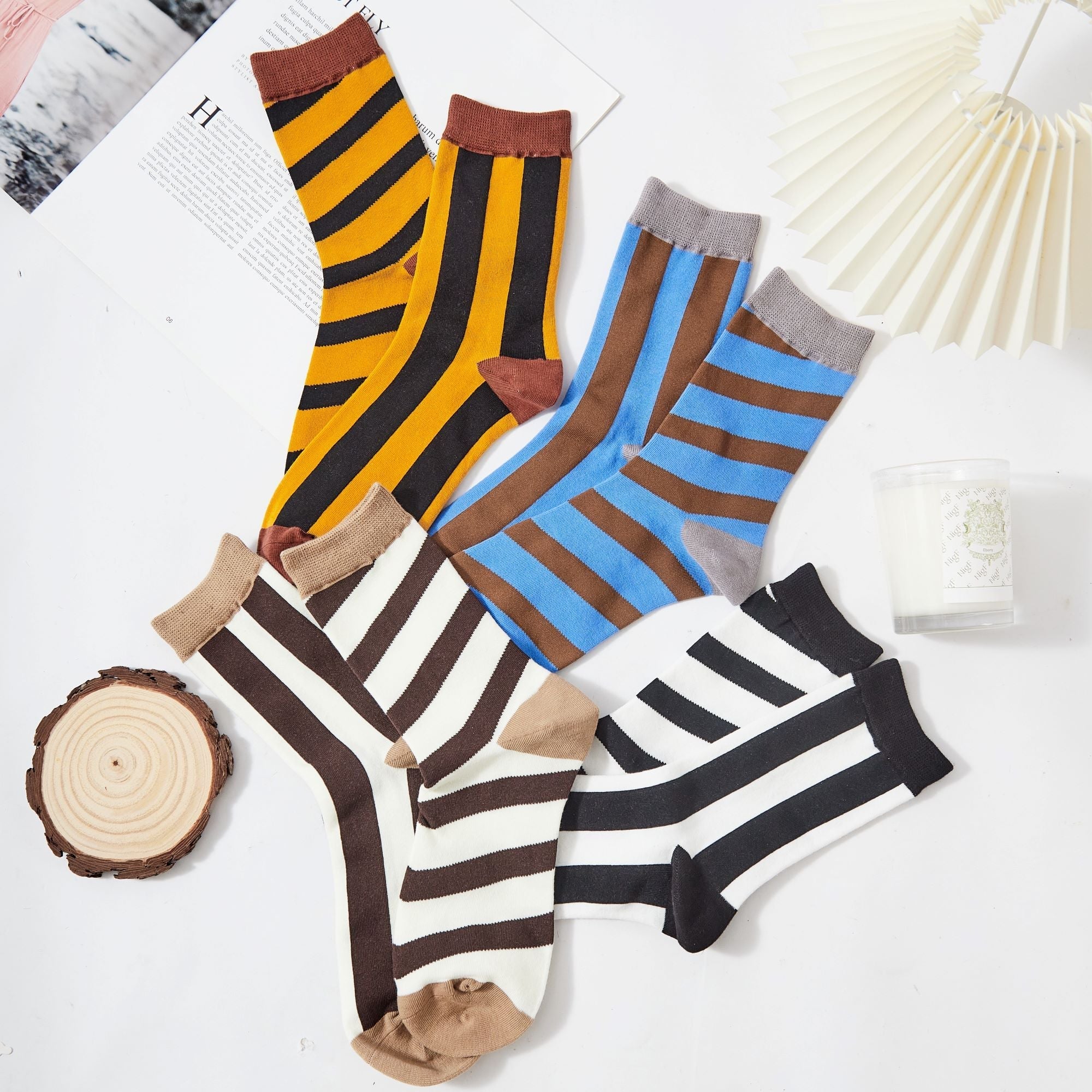 Women's Asymmetric AB Bold Striped socks