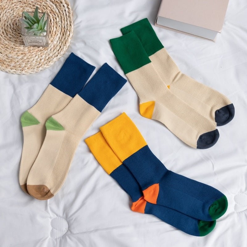 Women's Classic Minimalist Striped Color Block Socks