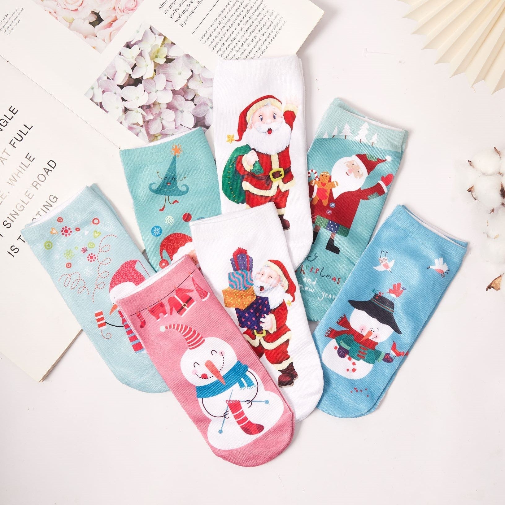 Women's Festive Holiday Cheer Christmas-Themed Ankle Socks
