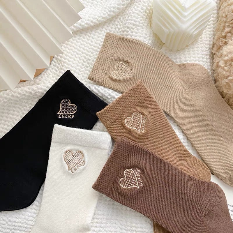 Women's Heart Emroidery Sock