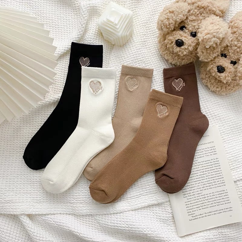 Women's Heart Emroidery Sock