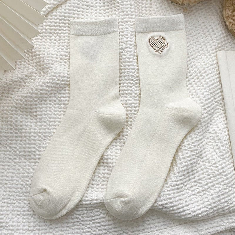 Women's Heart Emroidery Sock