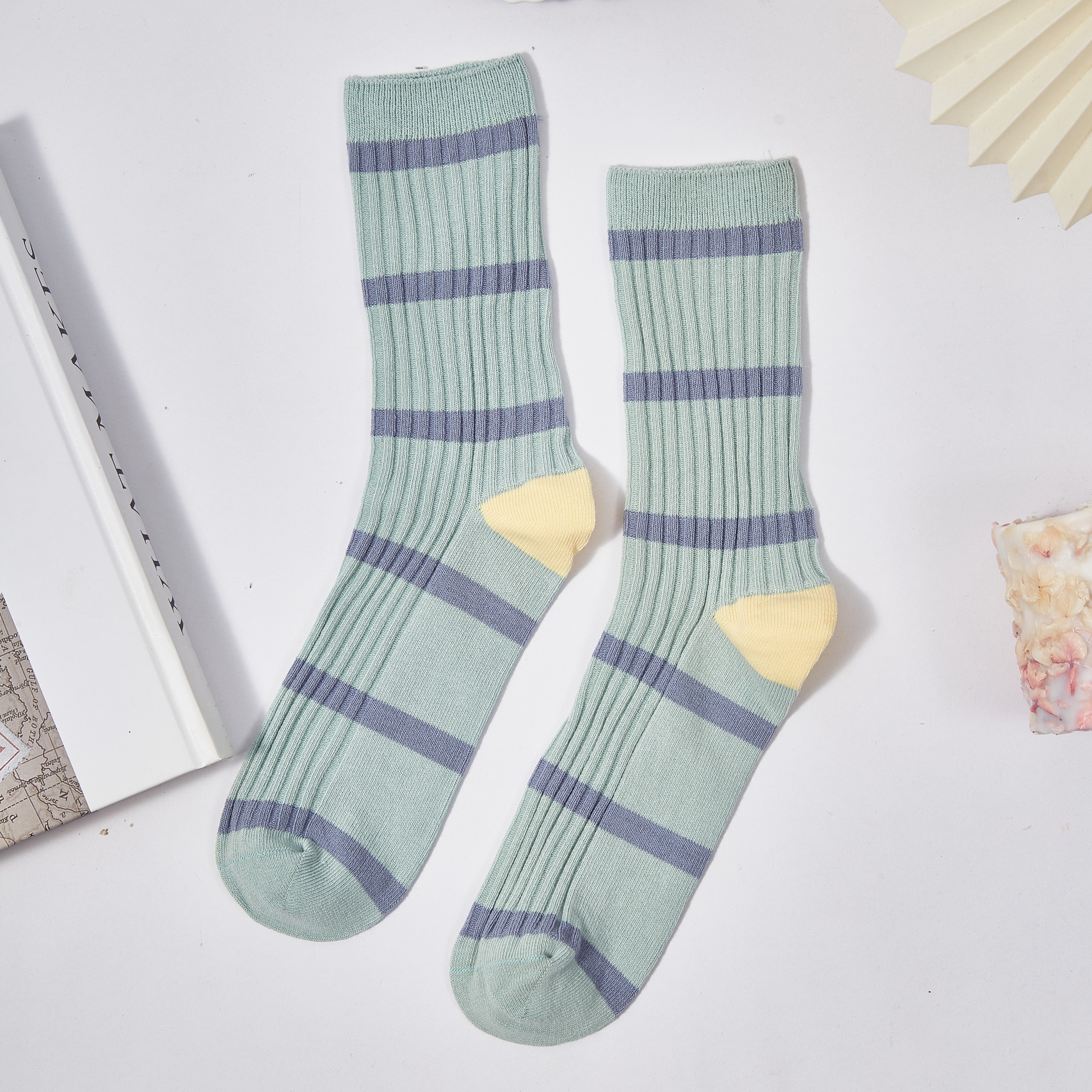 Women's Macaron Color Striped Contrast Socks