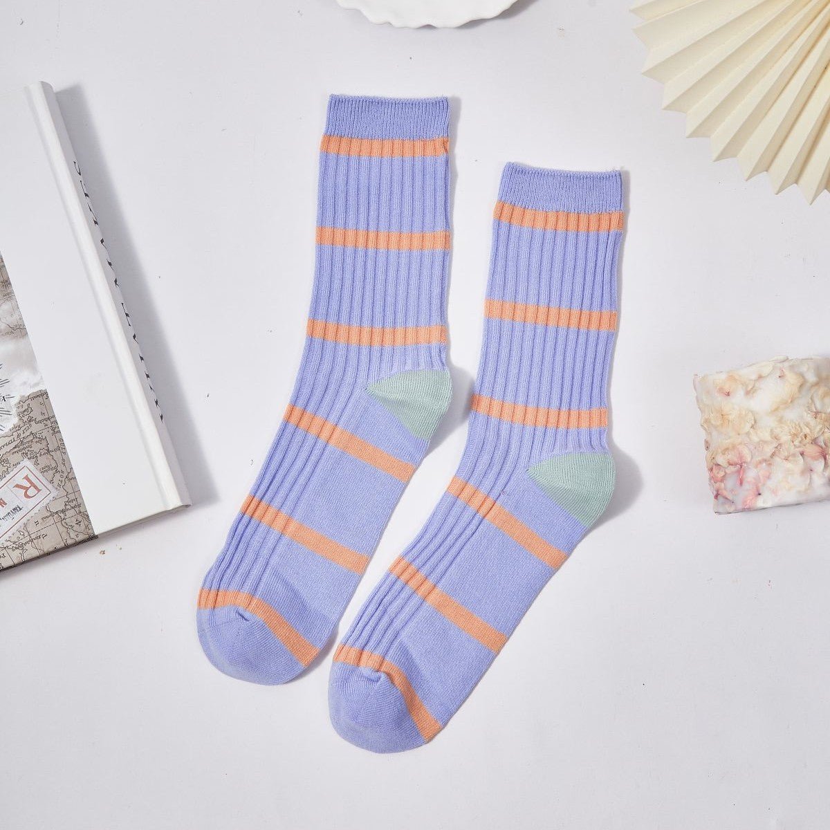 Women's Macaron Color Striped Contrast Socks