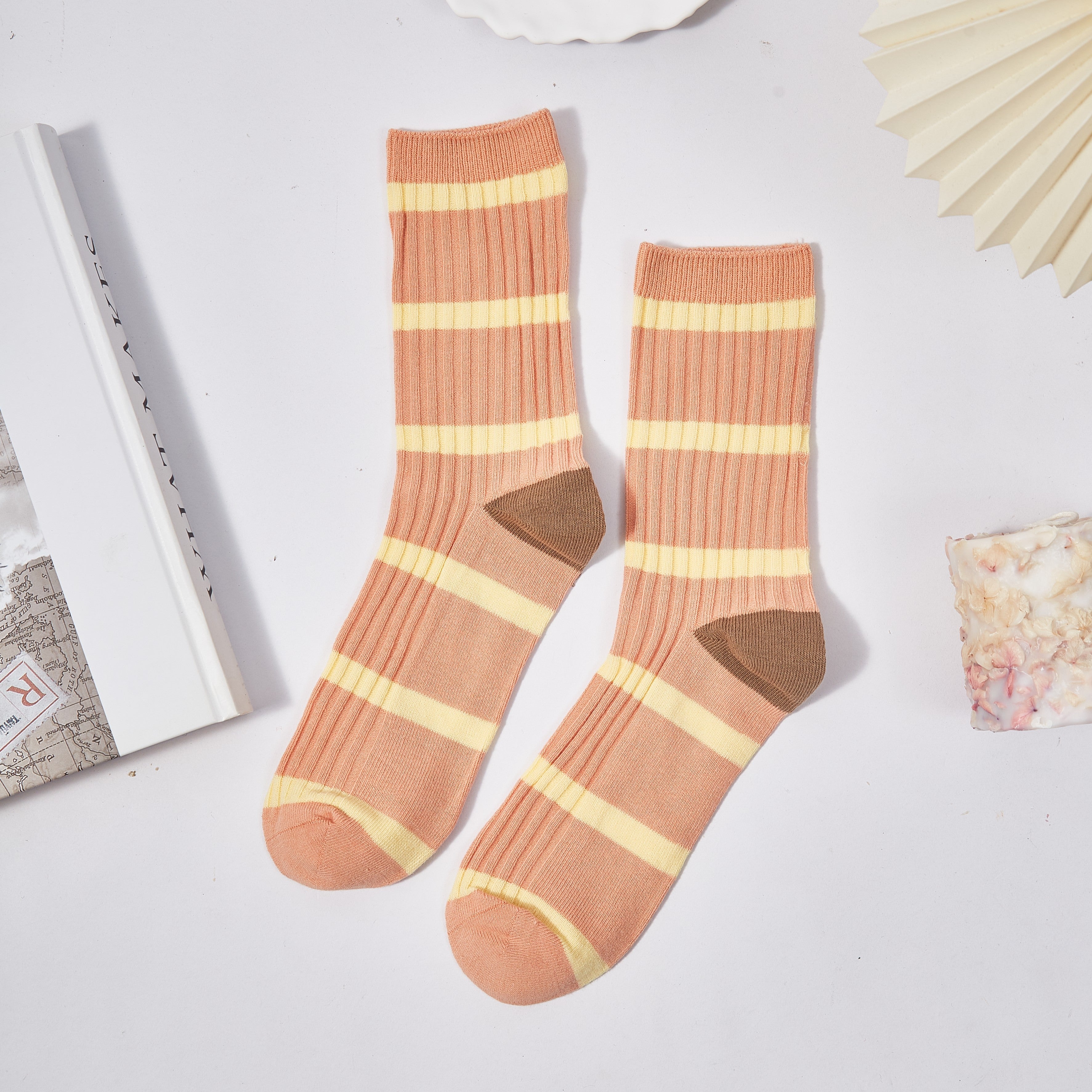 Women's Macaron Color Striped Contrast Socks