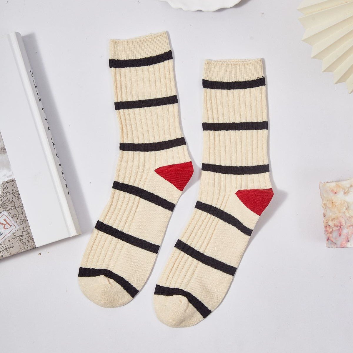 Women's Macaron Color Striped Contrast Socks