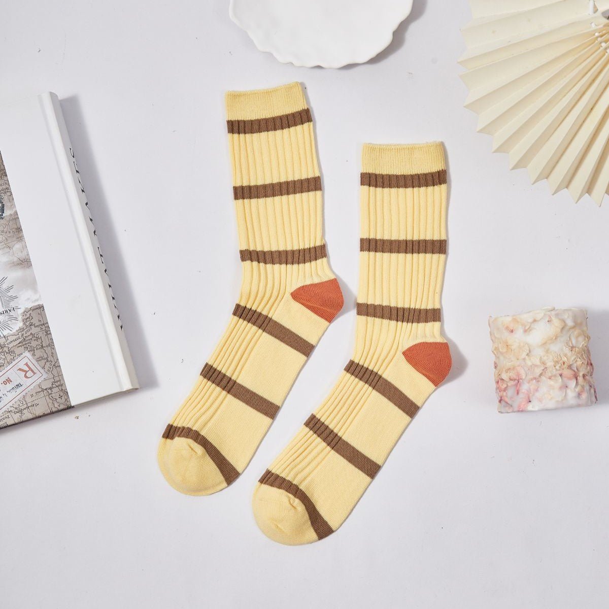 Women's Macaron Color Striped Contrast Socks