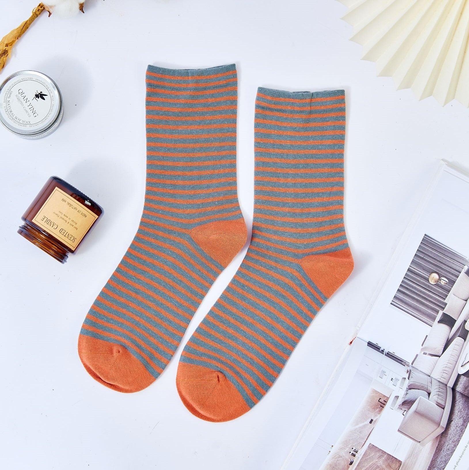 Women's Vintage Color Block Striped Socks