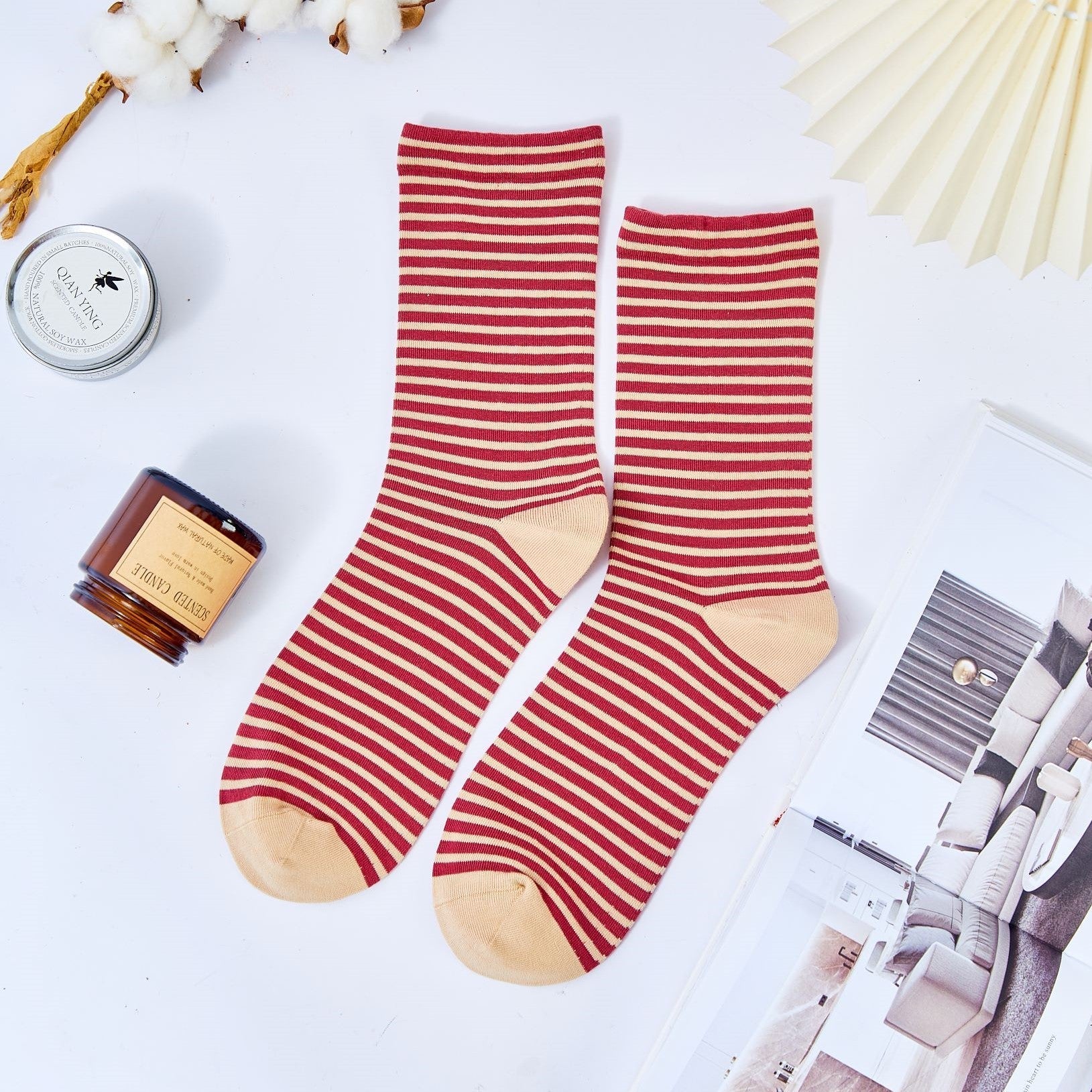 Women's Vintage Color Block Striped Socks