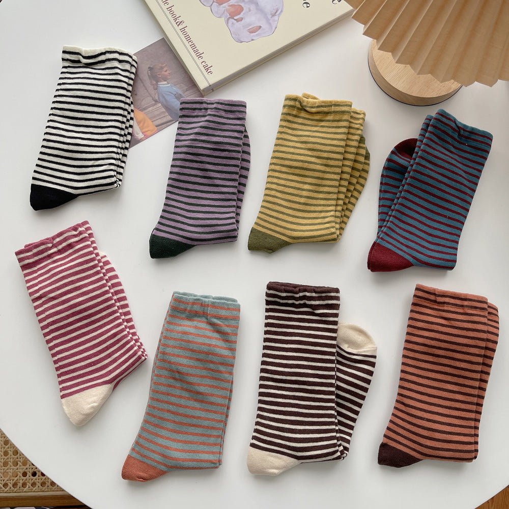 Women's Vintage Color Block Striped Socks