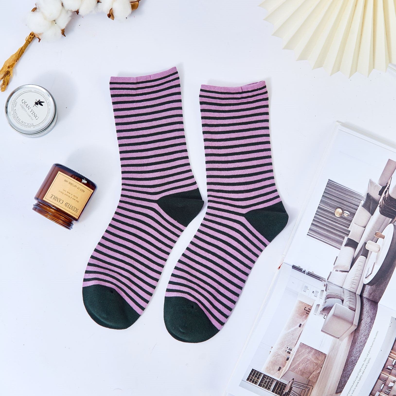 Women's Vintage Color Block Striped Socks