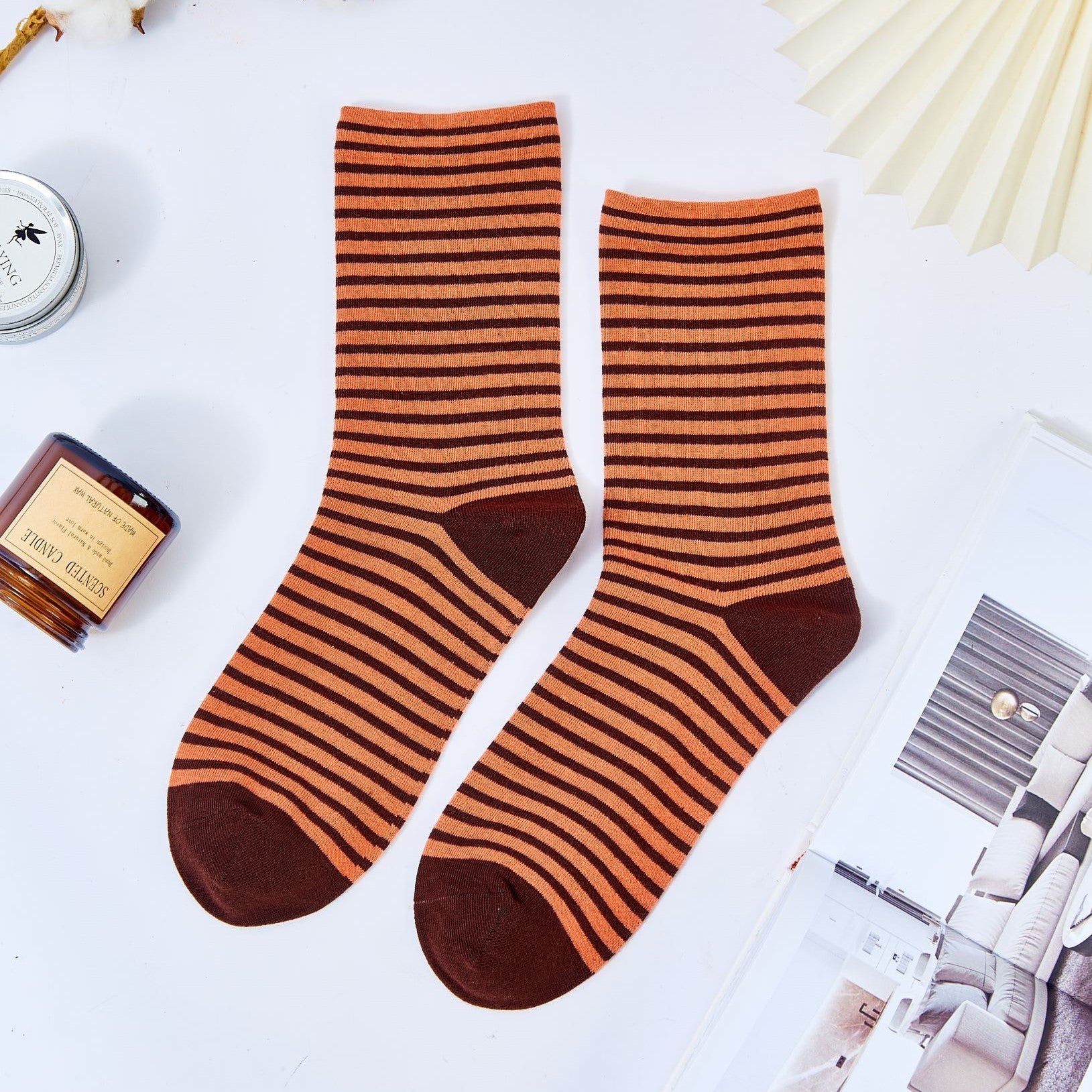 Women's Vintage Color Block Striped Socks